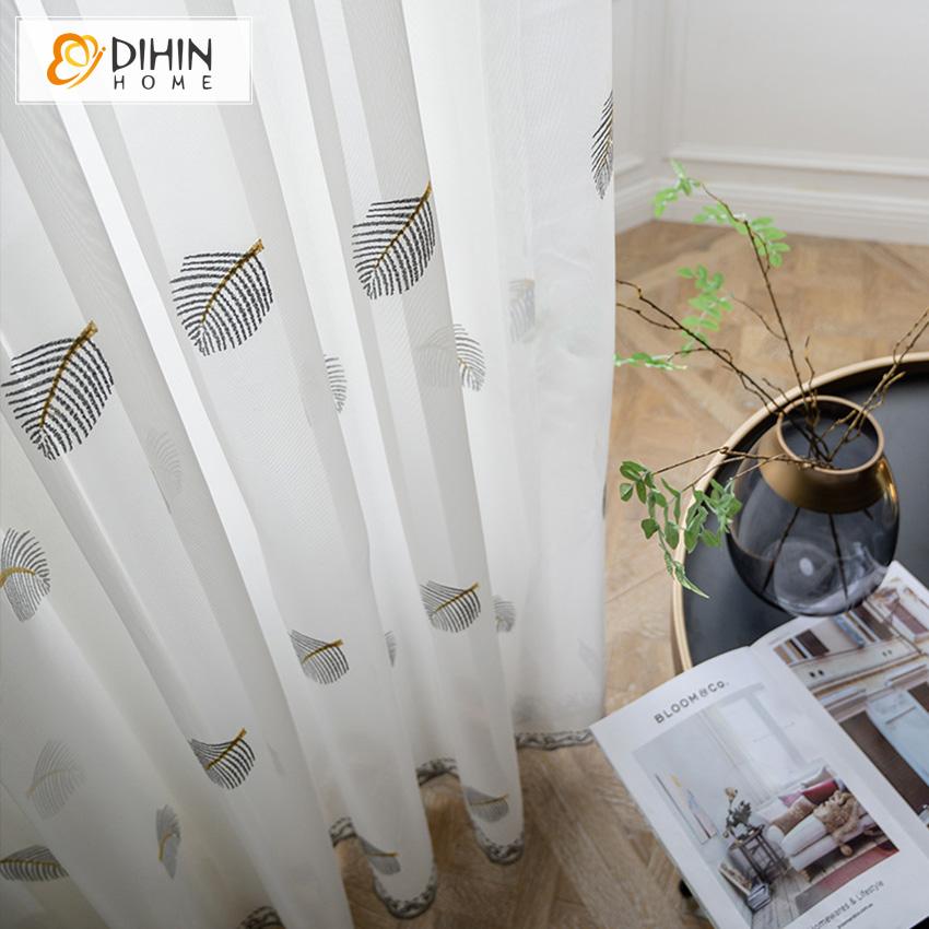 DIHIN HOME Pastoral Leaves Embroidered ,Sheer Curtain, Grommet Window Curtain for Living Room ,52x63-inch,1 Panel Roman Shades Curtains Window Blinds custom curtains blackout curtains curtains for living room sheer curtains curtain fabric linen curtains kitchen curtains velvet curtains pinch pleat curtains bay window curtains outdoor curtains pleated curtains floral curtains dining room curtains kitchen valances drapes for bedroom patio curtains nursery curtains grommet curtains
