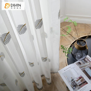 DIHIN HOME Pastoral Leaves Embroidered ,Sheer Curtain, Grommet Window Curtain for Living Room ,52x63-inch,1 Panel Roman Shades Curtains Window Blinds custom curtains blackout curtains curtains for living room sheer curtains curtain fabric linen curtains kitchen curtains velvet curtains pinch pleat curtains bay window curtains outdoor curtains pleated curtains floral curtains dining room curtains kitchen valances drapes for bedroom patio curtains nursery curtains grommet curtains