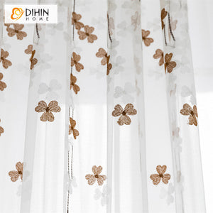 DIHIN HOME Pastoral Leaves Embroidered Sheer Curtain, Grommet Window Curtain for Living Room ,52x63-inch,1 Panel Roman Shades Curtains Window Blinds custom curtains blackout curtains curtains for living room sheer curtains curtain fabric linen curtains kitchen curtains velvet curtains pinch pleat curtains bay window curtains outdoor curtains pleated curtains floral curtains dining room curtains kitchen valances drapes for bedroom patio curtains nursery curtains grommet curtains