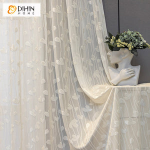 DIHIN HOME Pastoral Leaves Embroidered Sheer Curtain, Grommet Window Curtain for Living Room ,52x63-inch,1 Panel Roman Shades Curtains Window Blinds custom curtains blackout curtains curtains for living room sheer curtains curtain fabric linen curtains kitchen curtains velvet curtains pinch pleat curtains bay window curtains outdoor curtains pleated curtains floral curtains dining room curtains kitchen valances drapes for bedroom patio curtains nursery curtains grommet curtains