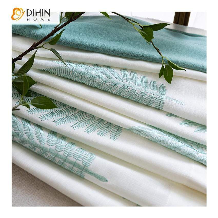 DIHIN HOME Pastoral Leaves Embroidered Spliced Curtains，Blackout Grommet Window Curtain for Living Room ,52x63-inch,1 Panel Roman Shades Curtains Window Blinds custom curtains blackout curtains curtains for living room sheer curtains curtain fabric linen curtains kitchen curtains velvet curtains pinch pleat curtains bay window curtains outdoor curtains pleated curtains floral curtains dining room curtains kitchen valances drapes for bedroom patio curtains nursery curtains grommet curtains