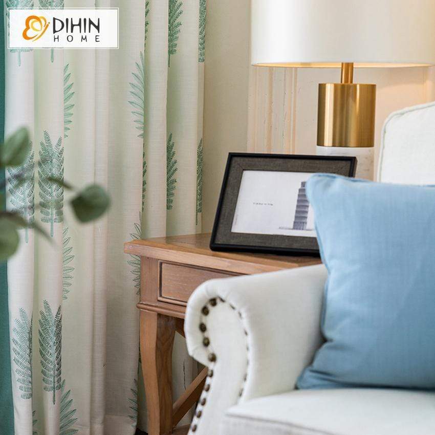 DIHIN HOME Pastoral Leaves Embroidered Spliced Curtains，Blackout Grommet Window Curtain for Living Room ,52x63-inch,1 Panel Roman Shades Curtains Window Blinds custom curtains blackout curtains curtains for living room sheer curtains curtain fabric linen curtains kitchen curtains velvet curtains pinch pleat curtains bay window curtains outdoor curtains pleated curtains floral curtains dining room curtains kitchen valances drapes for bedroom patio curtains nursery curtains grommet curtains