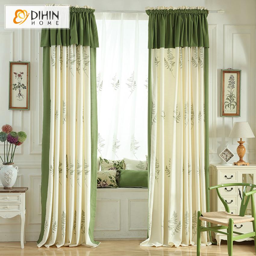 DIHIN HOME Pastoral Leaves Green Color Embroidered,Blackout Grommet Window Curtain for Living Room ,52x63-inch,1 Panel Roman Shades Curtains Window Blinds custom curtains blackout curtains curtains for living room sheer curtains curtain fabric linen curtains kitchen curtains velvet curtains pinch pleat curtains bay window curtains outdoor curtains pleated curtains floral curtains dining room curtains kitchen valances drapes for bedroom patio curtains nursery curtains grommet curtains