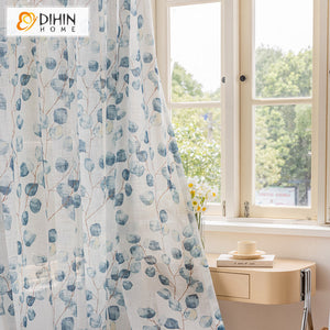 DIHIN HOME Pastoral Leaves Ink Printed,Sheer Curtain, Grommet Window Curtain for Living Room ,52x63-inch,1 Panel Roman Shades Curtains Window Blinds custom curtains blackout curtains curtains for living room sheer curtains curtain fabric linen curtains kitchen curtains velvet curtains pinch pleat curtains bay window curtains outdoor curtains pleated curtains floral curtains dining room curtains kitchen valances drapes for bedroom patio curtains nursery curtains grommet curtains