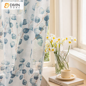 DIHIN HOME Pastoral Leaves Ink Printed,Sheer Curtain, Grommet Window Curtain for Living Room ,52x63-inch,1 Panel Roman Shades Curtains Window Blinds custom curtains blackout curtains curtains for living room sheer curtains curtain fabric linen curtains kitchen curtains velvet curtains pinch pleat curtains bay window curtains outdoor curtains pleated curtains floral curtains dining room curtains kitchen valances drapes for bedroom patio curtains nursery curtains grommet curtains