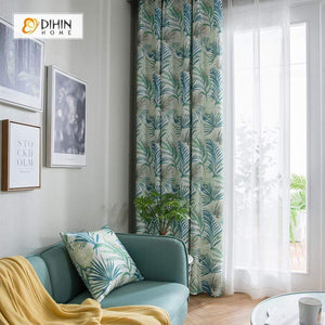 DIHIN HOME Pastoral Leaves Printed，Blackout Grommet Window Curtain for Living Room ,52x63-inch,1 Panel Roman Shades Curtains Window Blinds custom curtains blackout curtains curtains for living room sheer curtains curtain fabric linen curtains kitchen curtains velvet curtains pinch pleat curtains bay window curtains outdoor curtains pleated curtains floral curtains dining room curtains kitchen valances drapes for bedroom patio curtains nursery curtains grommet curtains
