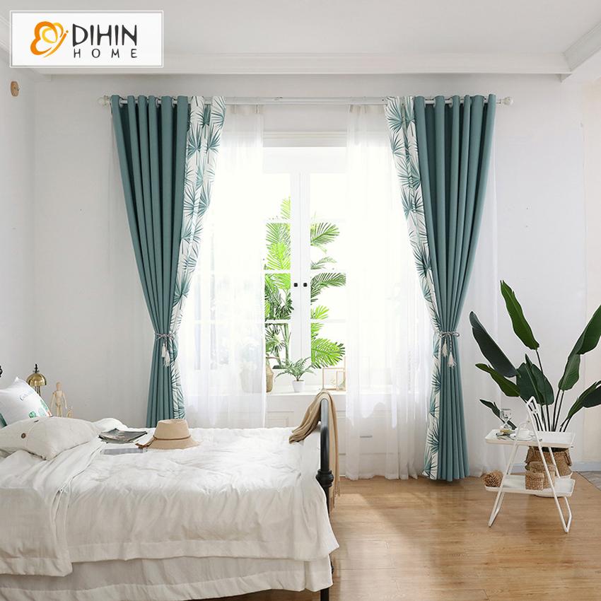 DIHIN HOME Pastoral Leaves Spliced Curtains，Blackout Grommet Window Curtain for Living Room ,52x63-inch,1 Panel Roman Shades Curtains Window Blinds custom curtains blackout curtains curtains for living room sheer curtains curtain fabric linen curtains kitchen curtains velvet curtains pinch pleat curtains bay window curtains outdoor curtains pleated curtains floral curtains dining room curtains kitchen valances drapes for bedroom patio curtains nursery curtains grommet curtains