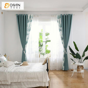 DIHIN HOME Pastoral Leaves Spliced Curtains，Blackout Grommet Window Curtain for Living Room ,52x63-inch,1 Panel Roman Shades Curtains Window Blinds custom curtains blackout curtains curtains for living room sheer curtains curtain fabric linen curtains kitchen curtains velvet curtains pinch pleat curtains bay window curtains outdoor curtains pleated curtains floral curtains dining room curtains kitchen valances drapes for bedroom patio curtains nursery curtains grommet curtains