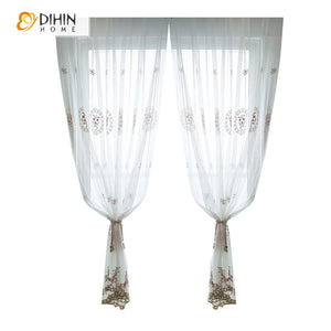 DIHIN HOME Pastoral Luxury Embroidered Sheer Curtain, Grommet Window Curtain for Living Room ,52x63-inch,1 Panel Roman Shades Curtains Window Blinds custom curtains blackout curtains curtains for living room sheer curtains curtain fabric linen curtains kitchen curtains velvet curtains pinch pleat curtains bay window curtains outdoor curtains pleated curtains floral curtains dining room curtains kitchen valances drapes for bedroom patio curtains nursery curtains grommet curtains