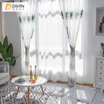 DIHIN HOME Pastoral Natural Cactus Embroidered,Sheer Curtain,Grommet Window Curtain for Living Room ,52x63-inch,1 Panel Curtains custom curtains blackout curtains curtains for living room curtain fabric linen curtains