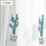 DIHIN HOME Pastoral Natural Cactus Embroidered,Sheer Curtain,Grommet Window Curtain for Living Room ,52x63-inch,1 Panel Curtains custom curtains blackout curtains curtains for living room curtain fabric linen curtains