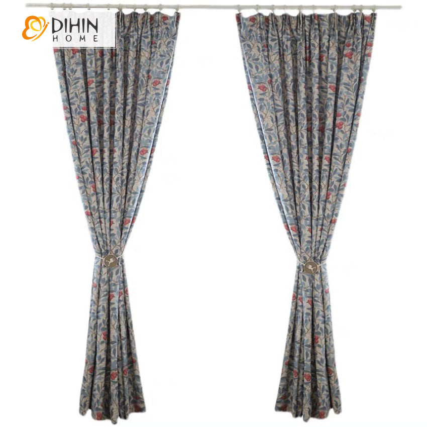 DIHIN HOME Pastoral Natural Cotton Linen Printed,Blackout Grommet Window Curtain for Living Room ,52x63-inch,1 Panel Roman Shades Curtains Window Blinds custom curtains blackout curtains curtains for living room sheer curtains curtain fabric linen curtains kitchen curtains velvet curtains pinch pleat curtains bay window curtains outdoor curtains pleated curtains floral curtains dining room curtains kitchen valances drapes for bedroom patio curtains nursery curtains grommet curtains