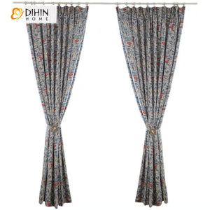 DIHIN HOME Pastoral Natural Cotton Linen Printed,Blackout Grommet Window Curtain for Living Room ,52x63-inch,1 Panel Roman Shades Curtains Window Blinds custom curtains blackout curtains curtains for living room sheer curtains curtain fabric linen curtains kitchen curtains velvet curtains pinch pleat curtains bay window curtains outdoor curtains pleated curtains floral curtains dining room curtains kitchen valances drapes for bedroom patio curtains nursery curtains grommet curtains
