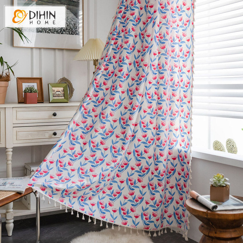 DIHIN HOME Pastoral Natural Flowers Printed,Blackout Grommet Window Curtain for Living Room ,52x63-inch,1 Panel Roman Shades Curtains Window Blinds custom curtains blackout curtains curtains for living room sheer curtains curtain fabric linen curtains kitchen curtains velvet curtains pinch pleat curtains bay window curtains outdoor curtains pleated curtains floral curtains dining room curtains kitchen valances drapes for bedroom patio curtains nursery curtains grommet curtains