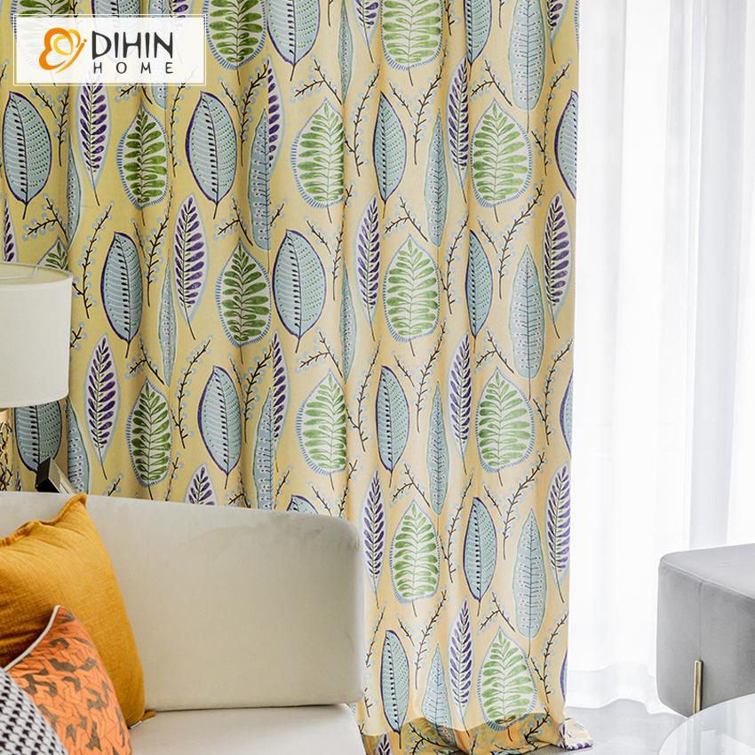 DIHIN HOME Pastoral Natural Green and Blue Leave Printed,Blackout Grommet Window Curtain for Living Room ,52x63-inch,1 Panel Roman Shades Curtains Window Blinds custom curtains blackout curtains curtains for living room sheer curtains curtain fabric linen curtains kitchen curtains velvet curtains pinch pleat curtains bay window curtains outdoor curtains pleated curtains floral curtains dining room curtains kitchen valances drapes for bedroom patio curtains nursery curtains grommet curtains