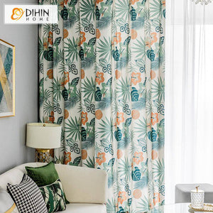 DIHIN HOME Pastoral Natural Leave and Flower Printed,Blackout Grommet Window Curtain for Living Room ,52x63-inch,1 Panel Roman Shades Curtains Window Blinds custom curtains blackout curtains curtains for living room sheer curtains curtain fabric linen curtains kitchen curtains velvet curtains pinch pleat curtains bay window curtains outdoor curtains pleated curtains floral curtains dining room curtains kitchen valances drapes for bedroom patio curtains nursery curtains grommet curtains