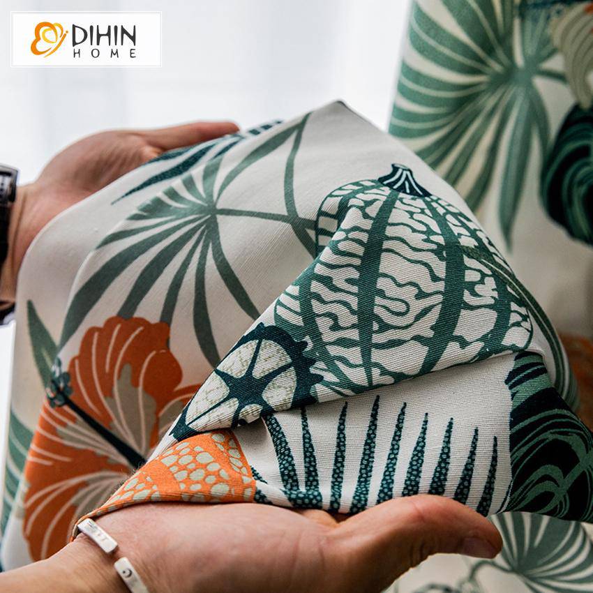 DIHIN HOME Pastoral Natural Leave and Flower Printed,Blackout Grommet Window Curtain for Living Room ,52x63-inch,1 Panel Roman Shades Curtains Window Blinds custom curtains blackout curtains curtains for living room sheer curtains curtain fabric linen curtains kitchen curtains velvet curtains pinch pleat curtains bay window curtains outdoor curtains pleated curtains floral curtains dining room curtains kitchen valances drapes for bedroom patio curtains nursery curtains grommet curtains