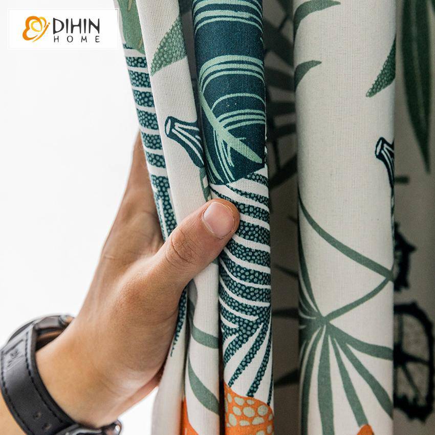 DIHIN HOME Pastoral Natural Leave and Flower Printed,Blackout Grommet Window Curtain for Living Room ,52x63-inch,1 Panel Roman Shades Curtains Window Blinds custom curtains blackout curtains curtains for living room sheer curtains curtain fabric linen curtains kitchen curtains velvet curtains pinch pleat curtains bay window curtains outdoor curtains pleated curtains floral curtains dining room curtains kitchen valances drapes for bedroom patio curtains nursery curtains grommet curtains