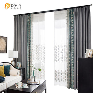 DIHIN HOME Pastoral Natural Leaves Embroidered Curtains,Grommet Window Curtain for Living Room,52x63-inch,1 Panel Roman Shades Curtains Window Blinds custom curtains blackout curtains curtains for living room sheer curtains curtain fabric linen curtains kitchen curtains velvet curtains pinch pleat curtains bay window curtains outdoor curtains pleated curtains floral curtains dining room curtains kitchen valances drapes for bedroom patio curtains nursery curtains grommet curtains