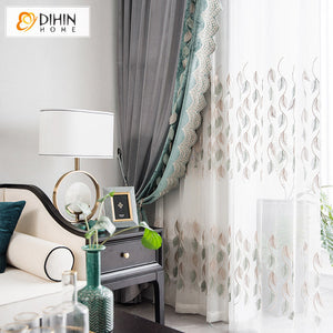 DIHIN HOME Pastoral Natural Leaves Embroidered Curtains,Grommet Window Curtain for Living Room,52x63-inch,1 Panel Roman Shades Curtains Window Blinds custom curtains blackout curtains curtains for living room sheer curtains curtain fabric linen curtains kitchen curtains velvet curtains pinch pleat curtains bay window curtains outdoor curtains pleated curtains floral curtains dining room curtains kitchen valances drapes for bedroom patio curtains nursery curtains grommet curtains
