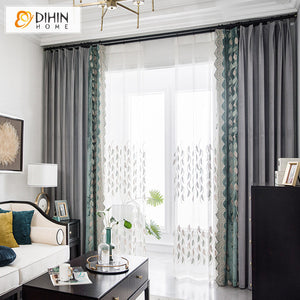 DIHIN HOME Pastoral Natural Leaves Embroidered Curtains,Grommet Window Curtain for Living Room,52x63-inch,1 Panel Roman Shades Curtains Window Blinds custom curtains blackout curtains curtains for living room sheer curtains curtain fabric linen curtains kitchen curtains velvet curtains pinch pleat curtains bay window curtains outdoor curtains pleated curtains floral curtains dining room curtains kitchen valances drapes for bedroom patio curtains nursery curtains grommet curtains