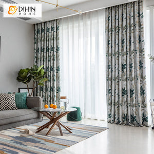 DIHIN HOME Pastoral Natural Leaves Printed Curtain,Blackout Grommet Window Curtain for Living Room,1 Panel Roman Shades Curtains Window Blinds custom curtains blackout curtains curtains for living room sheer curtains curtain fabric linen curtains kitchen curtains velvet curtains pinch pleat curtains bay window curtains outdoor curtains pleated curtains floral curtains dining room curtains kitchen valances drapes for bedroom patio curtains nursery curtains grommet curtains