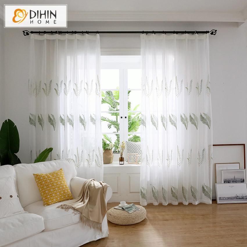 DIHIN HOME Pastoral Natural Leaves Sheer Curtain, Grommet Window Curtain for Living Room ,52x63-inch,1 Panel Roman Shades Curtains Window Blinds custom curtains blackout curtains curtains for living room sheer curtains curtain fabric linen curtains kitchen curtains velvet curtains pinch pleat curtains bay window curtains outdoor curtains pleated curtains floral curtains dining room curtains kitchen valances drapes for bedroom patio curtains nursery curtains grommet curtains
