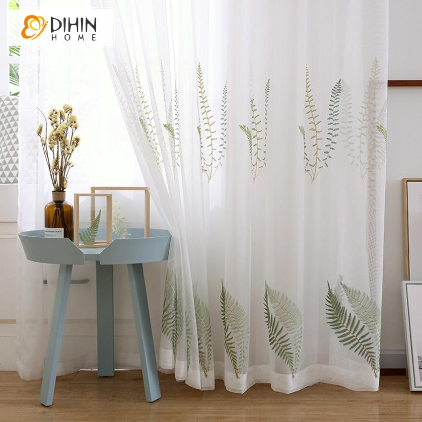 DIHIN HOME Pastoral Natural Leaves Sheer Curtain, Grommet Window Curtain for Living Room ,52x63-inch,1 Panel Roman Shades Curtains Window Blinds custom curtains blackout curtains curtains for living room sheer curtains curtain fabric linen curtains kitchen curtains velvet curtains pinch pleat curtains bay window curtains outdoor curtains pleated curtains floral curtains dining room curtains kitchen valances drapes for bedroom patio curtains nursery curtains grommet curtains