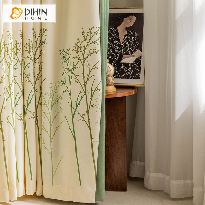 DIHIN HOME Pastoral Natural Tree Printed,Blackout Grommet Window Curtain for Living Room,1 Panel Roman Shades Curtains Window Blinds custom curtains blackout curtains curtains for living room sheer curtains curtain fabric linen curtains kitchen curtains velvet curtains pinch pleat curtains bay window curtains outdoor curtains pleated curtains floral curtains dining room curtains kitchen valances drapes for bedroom patio curtains nursery curtains grommet curtains