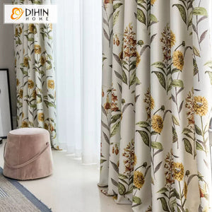 DIHIN HOME Pastoral Nature Flowers Printed,Blackout Grommet Window Curtain for Living Room Roman Shades Curtains Window Blinds custom curtains blackout curtains curtains for living room sheer curtains curtain fabric linen curtains kitchen curtains velvet curtains pinch pleat curtains bay window curtains outdoor curtains pleated curtains floral curtains dining room curtains kitchen valances drapes for bedroom patio curtains nursery curtains grommet curtains