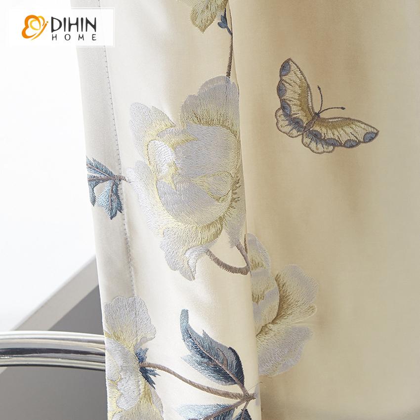 DIHIN HOME Pastoral Peony High Precision Imitation Silk Embroidered Curtains,Blackout Grommet Window Curtain for Living Room ,52x63-inch,1 Panel Roman Shades Curtains Window Blinds custom curtains blackout curtains curtains for living room sheer curtains curtain fabric linen curtains kitchen curtains velvet curtains pinch pleat curtains bay window curtains outdoor curtains pleated curtains floral curtains dining room curtains kitchen valances drapes for bedroom patio curtains nursery curtains grommet curtai