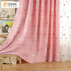 DIHIN HOME Pastoral Pink Color Embroidered Curtains,Blackout Grommet Window Curtain for Living Room ,52x63-inch,1 Panel Roman Shades Curtains Window Blinds custom curtains blackout curtains curtains for living room sheer curtains curtain fabric linen curtains kitchen curtains velvet curtains pinch pleat curtains bay window curtains outdoor curtains pleated curtains floral curtains dining room curtains kitchen valances drapes for bedroom patio curtains nursery curtains grommet curtains