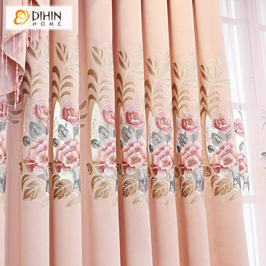 DIHIN HOME Pastoral Pink Color Embroidered Valance,Blackout Curtains Grommet Window Curtain for Living Room ,52x84-inch,1 Panel Roman Shades Curtains Window Blinds custom curtains blackout curtains curtains for living room sheer curtains curtain fabric linen curtains kitchen curtains velvet curtains pinch pleat curtains bay window curtains outdoor curtains pleated curtains floral curtains dining room curtains kitchen valances drapes for bedroom patio curtains nursery curtains grommet curtains