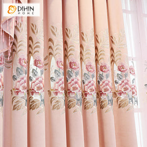 DIHIN HOME Pastoral Pink Color Embroidered Valance,Blackout Curtains Grommet Window Curtain for Living Room ,52x84-inch,1 Panel Roman Shades Curtains Window Blinds custom curtains blackout curtains curtains for living room sheer curtains curtain fabric linen curtains kitchen curtains velvet curtains pinch pleat curtains bay window curtains outdoor curtains pleated curtains floral curtains dining room curtains kitchen valances drapes for bedroom patio curtains nursery curtains grommet curtains