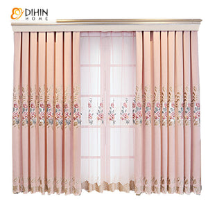 DIHIN HOME Pastoral Pink Color Embroidered Valance,Blackout Curtains Grommet Window Curtain for Living Room ,52x84-inch,1 Panel Roman Shades Curtains Window Blinds custom curtains blackout curtains curtains for living room sheer curtains curtain fabric linen curtains kitchen curtains velvet curtains pinch pleat curtains bay window curtains outdoor curtains pleated curtains floral curtains dining room curtains kitchen valances drapes for bedroom patio curtains nursery curtains grommet curtains
