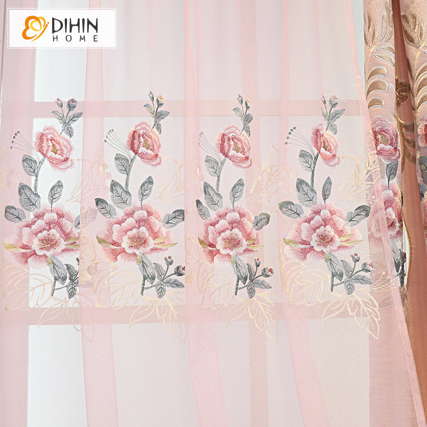 DIHIN HOME Pastoral Pink Color Embroidered Valance,Blackout Curtains Grommet Window Curtain for Living Room ,52x84-inch,1 Panel Roman Shades Curtains Window Blinds custom curtains blackout curtains curtains for living room sheer curtains curtain fabric linen curtains kitchen curtains velvet curtains pinch pleat curtains bay window curtains outdoor curtains pleated curtains floral curtains dining room curtains kitchen valances drapes for bedroom patio curtains nursery curtains grommet curtains