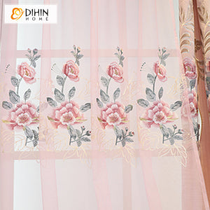 DIHIN HOME Pastoral Pink Color Embroidered Valance,Blackout Curtains Grommet Window Curtain for Living Room ,52x84-inch,1 Panel Roman Shades Curtains Window Blinds custom curtains blackout curtains curtains for living room sheer curtains curtain fabric linen curtains kitchen curtains velvet curtains pinch pleat curtains bay window curtains outdoor curtains pleated curtains floral curtains dining room curtains kitchen valances drapes for bedroom patio curtains nursery curtains grommet curtains