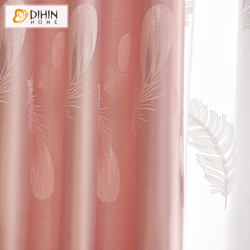 DIHIN HOME Pastoral Pink Color Feather Printed,Blackout Grommet Window Curtain for Living Room ,52x63-inch,1 Panel Roman Shades Curtains Window Blinds custom curtains blackout curtains curtains for living room sheer curtains curtain fabric linen curtains kitchen curtains velvet curtains pinch pleat curtains bay window curtains outdoor curtains pleated curtains floral curtains dining room curtains kitchen valances drapes for bedroom patio curtains nursery curtains grommet curtains