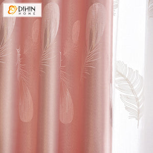 DIHIN HOME Pastoral Pink Color Feather Printed,Blackout Grommet Window Curtain for Living Room ,52x63-inch,1 Panel Roman Shades Curtains Window Blinds custom curtains blackout curtains curtains for living room sheer curtains curtain fabric linen curtains kitchen curtains velvet curtains pinch pleat curtains bay window curtains outdoor curtains pleated curtains floral curtains dining room curtains kitchen valances drapes for bedroom patio curtains nursery curtains grommet curtains