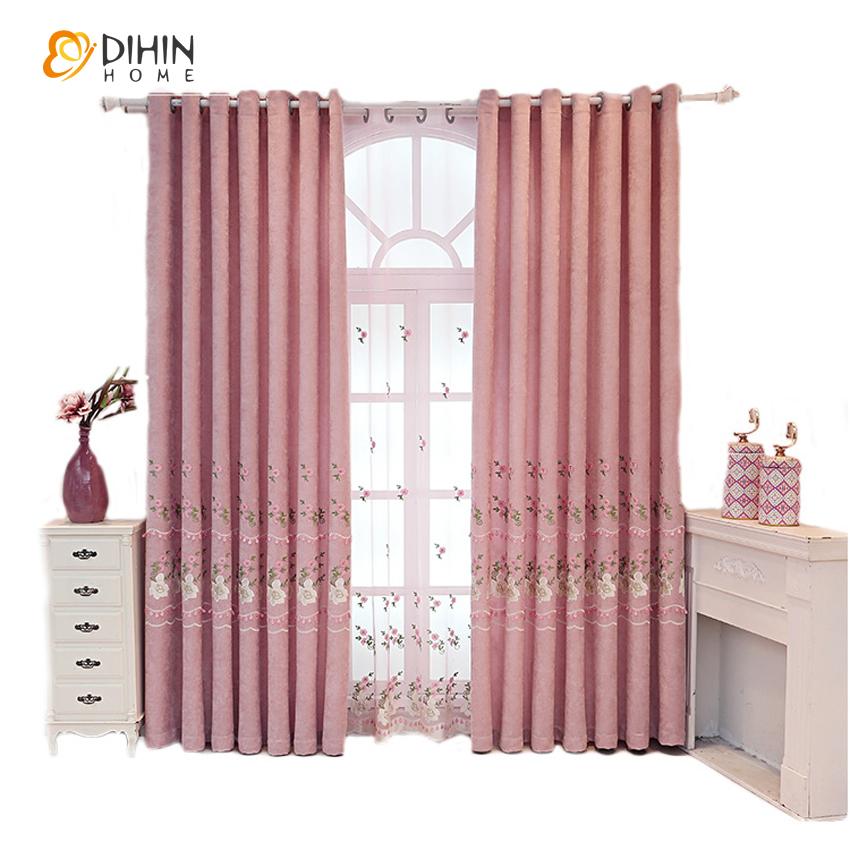 DIHIN HOME Pastoral Pink Color Flowers Embroidered Curtain,Blackout Curtains Grommet Window Curtain for Living Room ,52x84-inch,1 Panel Roman Shades Curtains Window Blinds custom curtains blackout curtains curtains for living room sheer curtains curtain fabric linen curtains kitchen curtains velvet curtains pinch pleat curtains bay window curtains outdoor curtains pleated curtains floral curtains dining room curtains kitchen valances drapes for bedroom patio curtains nursery curtains grommet curtains