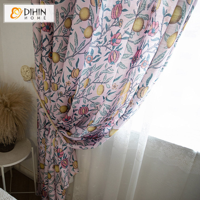DIHIN HOME Pastoral Pink Color Lemon Trees Printed,Blackout Grommet Window Curtain for Living Room ,52x63-inch,1 Panel Roman Shades Curtains Window Blinds custom curtains blackout curtains curtains for living room sheer curtains curtain fabric linen curtains kitchen curtains velvet curtains pinch pleat curtains bay window curtains outdoor curtains pleated curtains floral curtains dining room curtains kitchen valances drapes for bedroom patio curtains nursery curtains grommet curtains