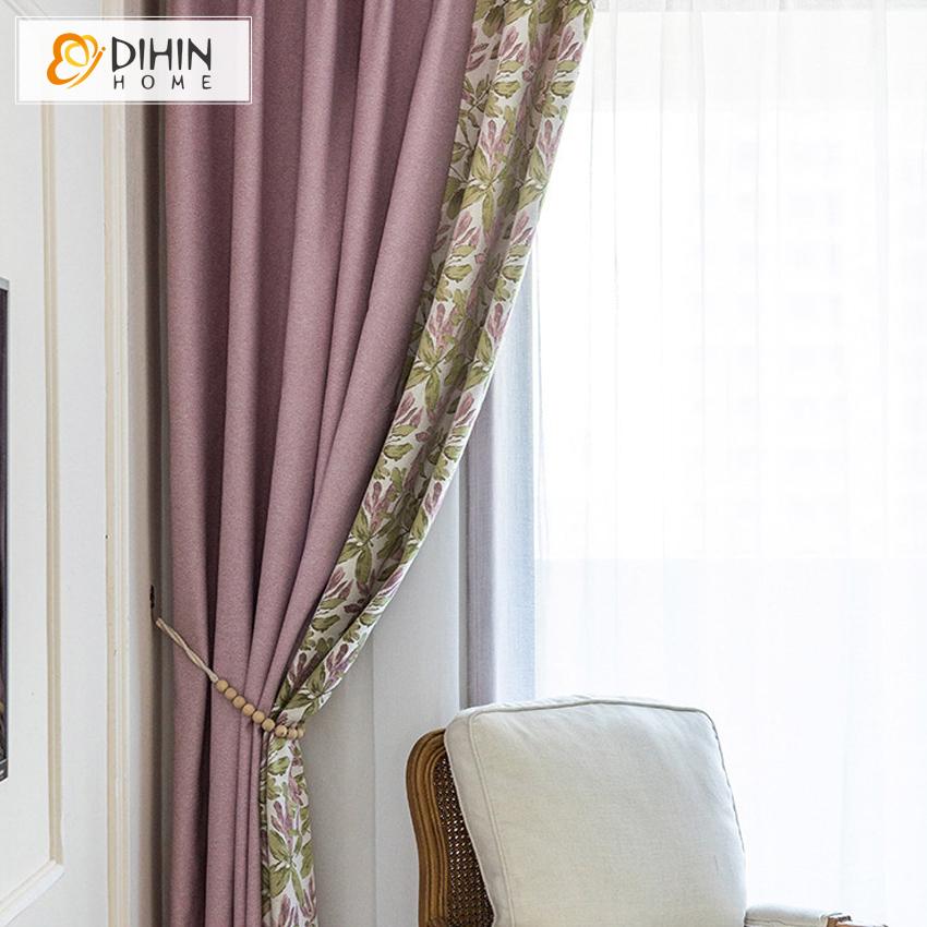 DIHIN HOME Pastoral Pink Color Plant Printed,Blackout Grommet Window Curtain for Living Room ,52x63-inch,1 Panel Roman Shades Curtains Window Blinds custom curtains blackout curtains curtains for living room sheer curtains curtain fabric linen curtains kitchen curtains velvet curtains pinch pleat curtains bay window curtains outdoor curtains pleated curtains floral curtains dining room curtains kitchen valances drapes for bedroom patio curtains nursery curtains grommet curtains