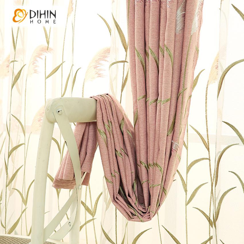 DIHIN HOME Pastoral Pink Color Plants Embroidered Curtain,Blackout Curtains Grommet Window Curtain for Living Room ,52x84-inch,1 Panel Roman Shades Curtains Window Blinds custom curtains blackout curtains curtains for living room sheer curtains curtain fabric linen curtains kitchen curtains velvet curtains pinch pleat curtains bay window curtains outdoor curtains pleated curtains floral curtains dining room curtains kitchen valances drapes for bedroom patio curtains nursery curtains grommet curtains