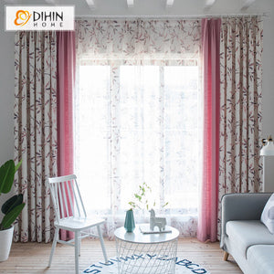 DIHIN HOME Pastoral Pink Color With Leaves Printed,Blackout Grommet Window Curtain for Living Room,1 Panel Roman Shades Curtains Window Blinds custom curtains blackout curtains curtains for living room sheer curtains curtain fabric linen curtains kitchen curtains velvet curtains pinch pleat curtains bay window curtains outdoor curtains pleated curtains floral curtains dining room curtains kitchen valances drapes for bedroom patio curtains nursery curtains grommet curtains