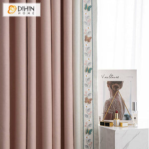 DIHIN HOME Pastoral Pink Curtains With Butterfly Lace,Blackout Grommet Window Curtain for Living Room ,52x63-inch,1 Panel Roman Shades Curtains Window Blinds custom curtains blackout curtains curtains for living room sheer curtains curtain fabric linen curtains kitchen curtains velvet curtains pinch pleat curtains bay window curtains outdoor curtains pleated curtains floral curtains dining room curtains kitchen valances drapes for bedroom patio curtains nursery curtains grommet curtains