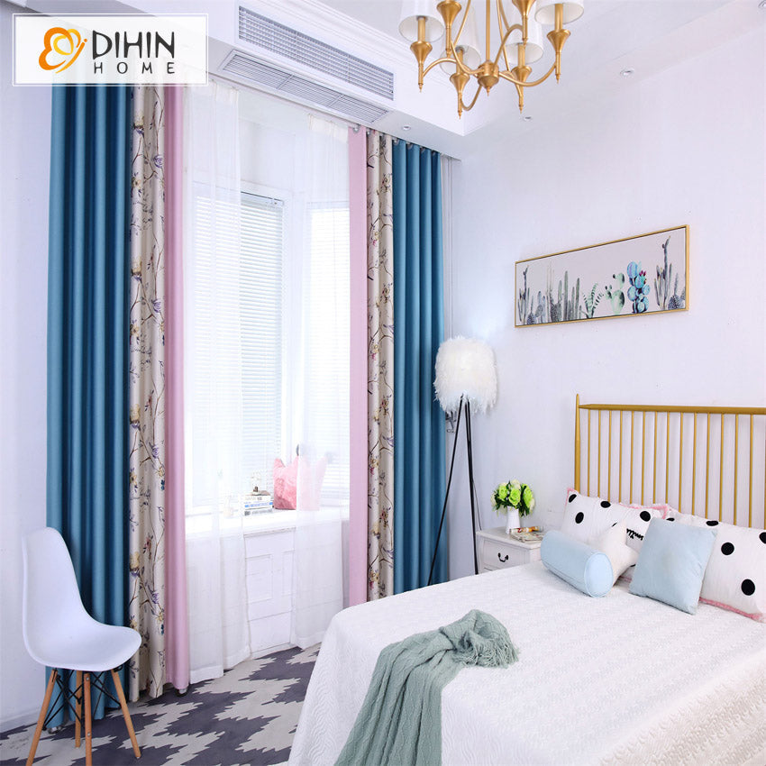 DIHIN HOME Pastoral Pink Flowers Printed,High Blackout Grommet Window Curtain for Living Room Roman Shades Curtains Window Blinds custom curtains blackout curtains curtains for living room sheer curtains curtain fabric linen curtains kitchen curtains velvet curtains pinch pleat curtains bay window curtains outdoor curtains pleated curtains floral curtains dining room curtains kitchen valances drapes for bedroom patio curtains nursery curtains grommet curtains