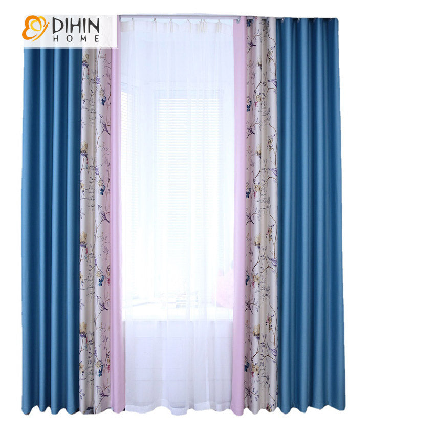 DIHIN HOME Pastoral Pink Flowers Printed,High Blackout Grommet Window Curtain for Living Room Roman Shades Curtains Window Blinds custom curtains blackout curtains curtains for living room sheer curtains curtain fabric linen curtains kitchen curtains velvet curtains pinch pleat curtains bay window curtains outdoor curtains pleated curtains floral curtains dining room curtains kitchen valances drapes for bedroom patio curtains nursery curtains grommet curtains