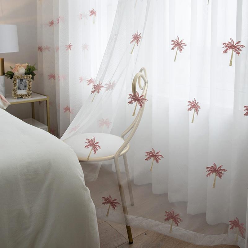 DIHIN HOME Pastoral Pink Tree Cotton Linen Embroidered Day Curtain ,Sheer Curtain, Grommet Window Curtain for Living Room ,52x63-inch,1 Panel Roman Shades Curtains Window Blinds custom curtains blackout curtains curtains for living room sheer curtains curtain fabric linen curtains kitchen curtains velvet curtains pinch pleat curtains bay window curtains outdoor curtains pleated curtains floral curtains dining room curtains kitchen valances drapes for bedroom patio curtains nursery curtains grommet curtains