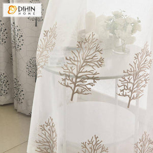 DIHIN HOME Pastoral Plant Tree Emboridered Curtains ,Blackout Grommet Window Curtain for Living Room ,52x63-inch,1 Panel Roman Shades Curtains Window Blinds custom curtains blackout curtains curtains for living room sheer curtains curtain fabric linen curtains kitchen curtains velvet curtains pinch pleat curtains bay window curtains outdoor curtains pleated curtains floral curtains dining room curtains kitchen valances drapes for bedroom patio curtains nursery curtains grommet curtains