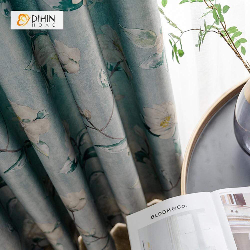 DIHIN HOME Pastoral Printed Floral Curtains，Blackout Grommet Window Curtain for Living Room ,52x63-inch,1 Panel Roman Shades Curtains Window Blinds custom curtains blackout curtains curtains for living room sheer curtains curtain fabric linen curtains kitchen curtains velvet curtains pinch pleat curtains bay window curtains outdoor curtains pleated curtains floral curtains dining room curtains kitchen valances drapes for bedroom patio curtains nursery curtains grommet curtains